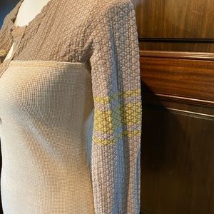 Free People waffle and thermal button front top.